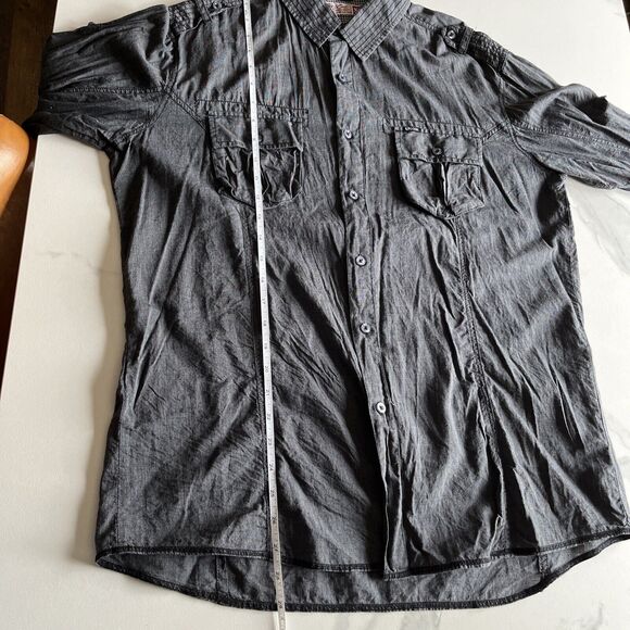 Sovereign Code Shirt Size XL Dark Gray Button Up Long Roll Tab Sleeves Western - Picture 12 of 15